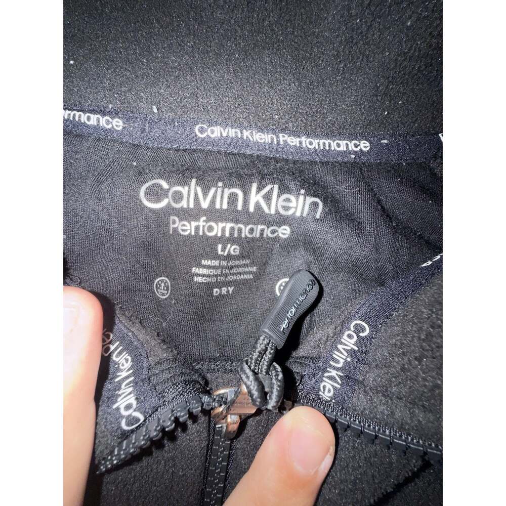 Calvin Klein Performance Mens L Black Fleece Full Zip Jacket Logo Sleeve - Picture 2 of 6